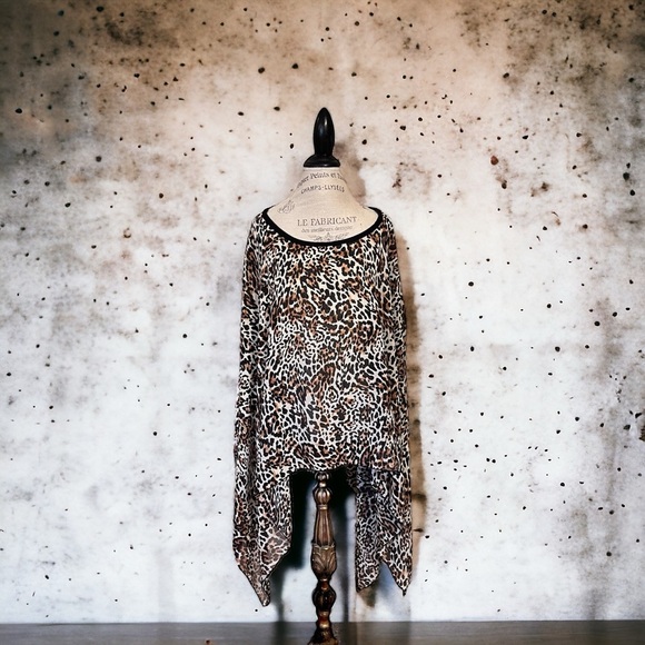 🐆 Swim cover up. Semi sheer poncho. Gorgeous light and airy Leopard print 1X-2X - Picture 16 of 16